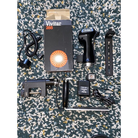 Vintage vivitar 285hv Thyristor Vari Power Flash Bulb Black W EXTRAS *see Pics - Picture 5 of 7